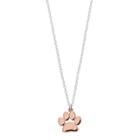 Love This Life Two Tone Sterling Silver Paw Print Pendant Necklace, Women's, Pink