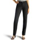 Petite Lee Total Freedom Straight-leg Twill Mid-rise Pants, Women's, Size: 10p-short, Black