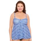 Plus Size Croft & Barrow&reg; Crochet Flyaway Lined Tankini Top, Women's, Size: 18 W, Blue Moon Blue White