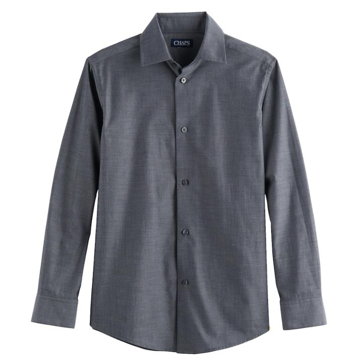Boys 4-20 Chaps Stretch Button-down Shirt, Size: 6-7, Dark Grey