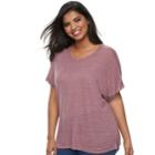 Plus Size Juniors' Plus Mudd&reg; Boxy Roll-cuff Tee, Teens, Size: 2xl, Pink