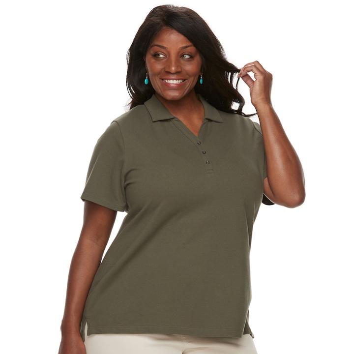 Plus Size Croft & Barrow® Johnny Collar Polo, Women's, Size: 3xl, Green