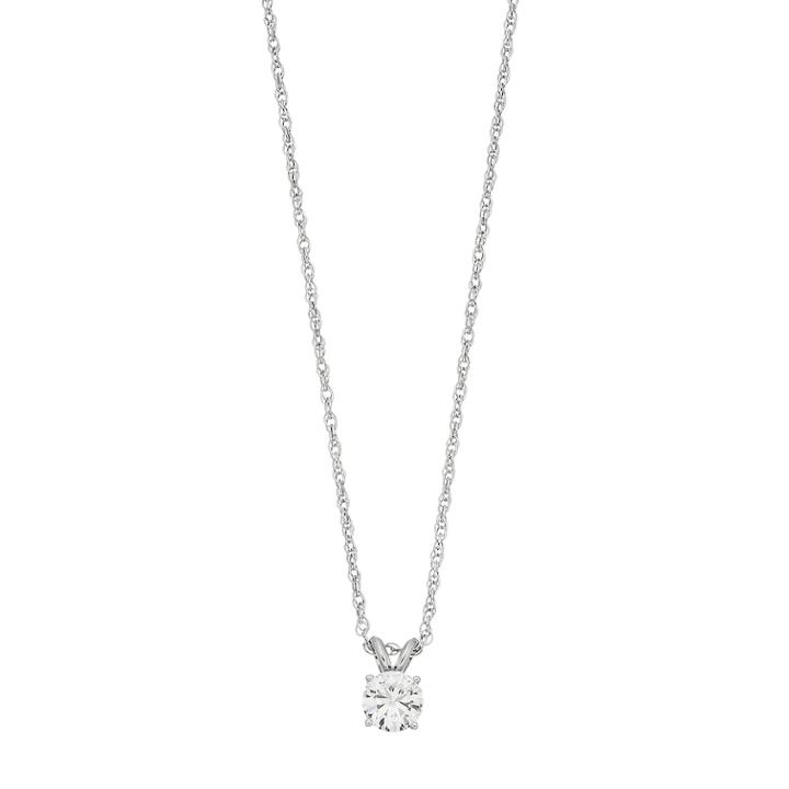 Forever Classic Sterling Silver 3/4 Carat T.w. Lab-created Moissanite Solitaire Pendant, Women's, Size: 18, White