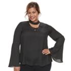 Plus Size Jennifer Lopez Lace-up Top, Women's, Size: 1xl, Black
