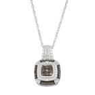 Sterling Silver 1/10 Carat T.w. Black & White Diamond Square Halo Pendant Necklace, Size: 18