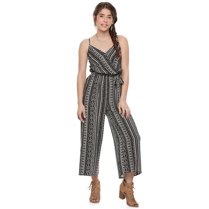 Juniors' Joe B Surplice Culotte Jumpsuit, Girl's, Size: Medium, Oxford