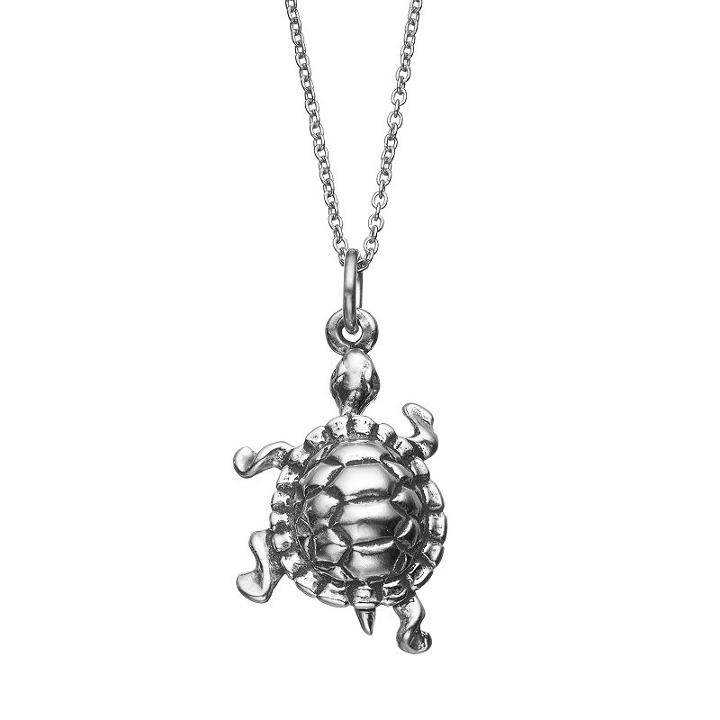 Journee Collection Sterling Silver Turtle Pendant Necklace, Women's, Size: 18, Grey