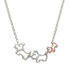 Diamond Accent Sterling Silver & 18k Rose Gold Over Silver Triple Scottie Dog Necklace, Women's, Size: 17, White