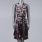 Women's Simply Vera Vera Wang Print Shirt Dress, Size: Large, Med Red