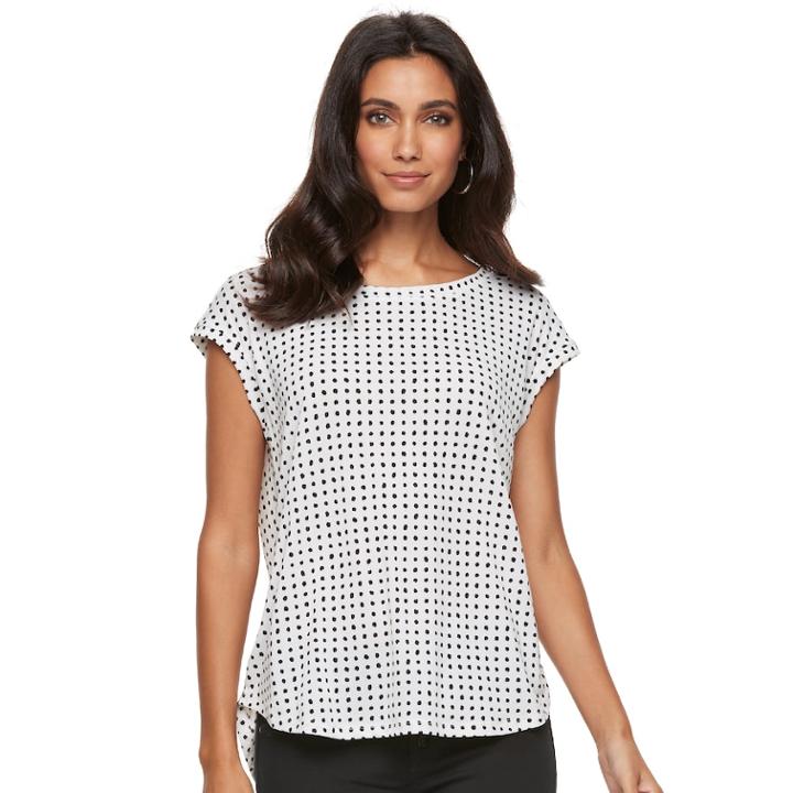 Women's Elle&trade; Printed Crepe Top, Size: Small, White