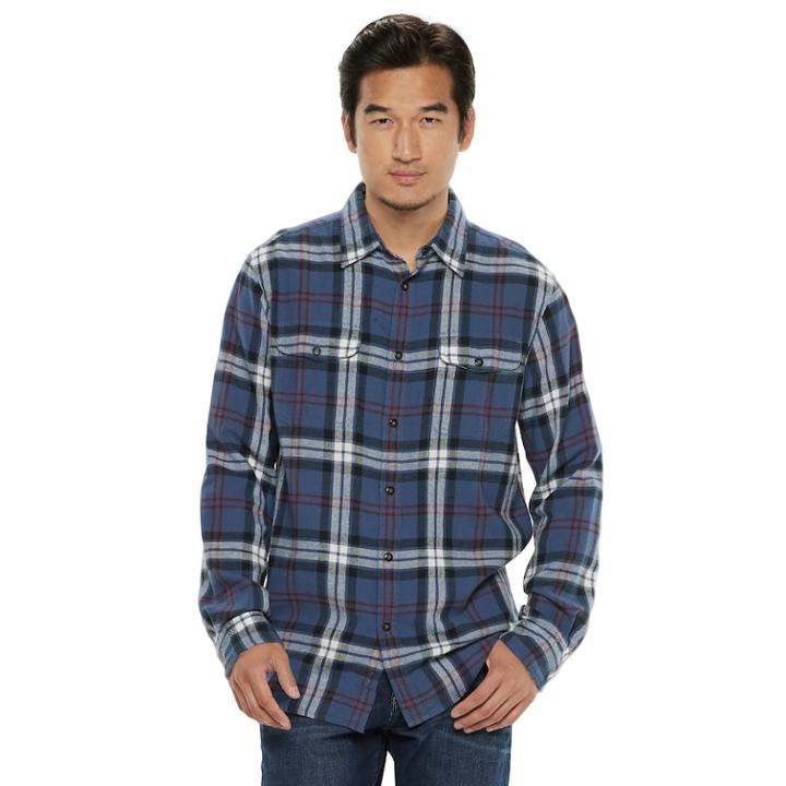Men's Sonoma Goods For Life&trade; Slim-fit Flannel Button-down Shirt, Size: Small, Med Blue
