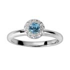 Oro Leoni Sterling Silver Blue And White Topaz Frame Ring - Made With Genuine Swarovski Gemstones, Women's, Size: 8