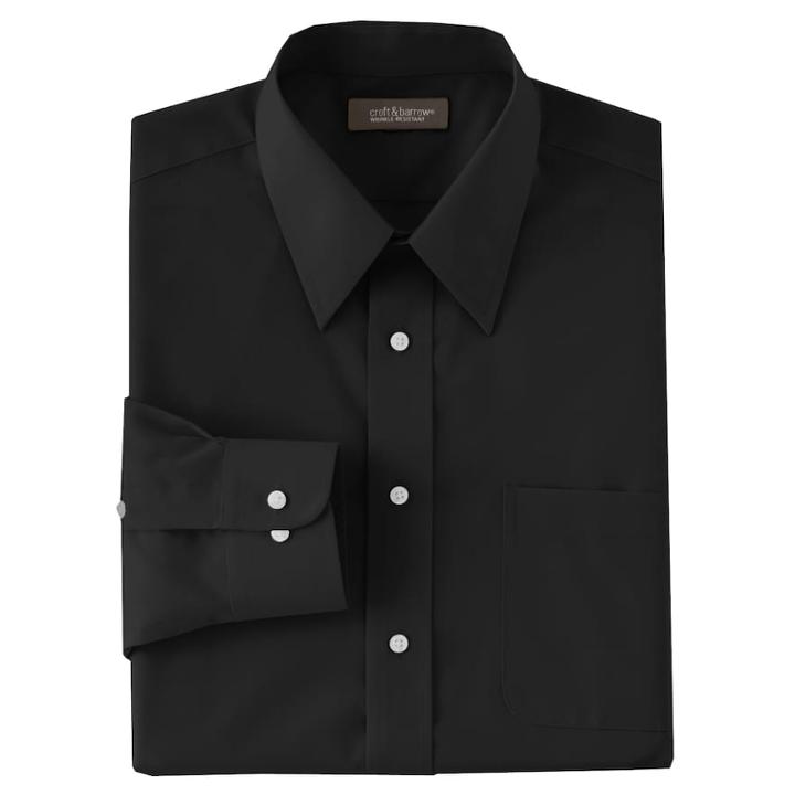 Men's Croft & Barrow&reg; Classic-fit Easy Care Point-collar Dress Shirt, Size: 15.5-32/33, Black