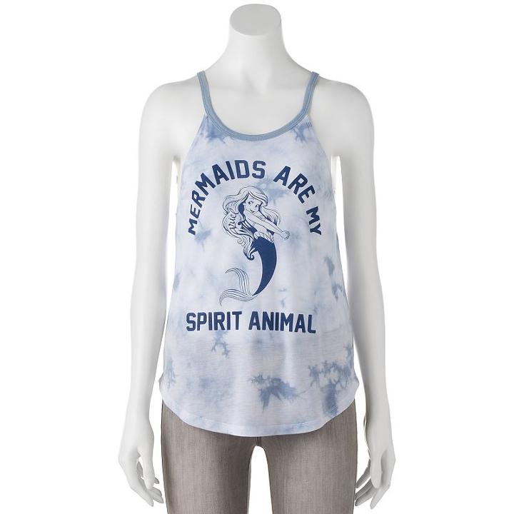 Disney's The Little Mermaid Juniors' Spirit Animal Graphic Tank, Girl's, Size: Medium, White