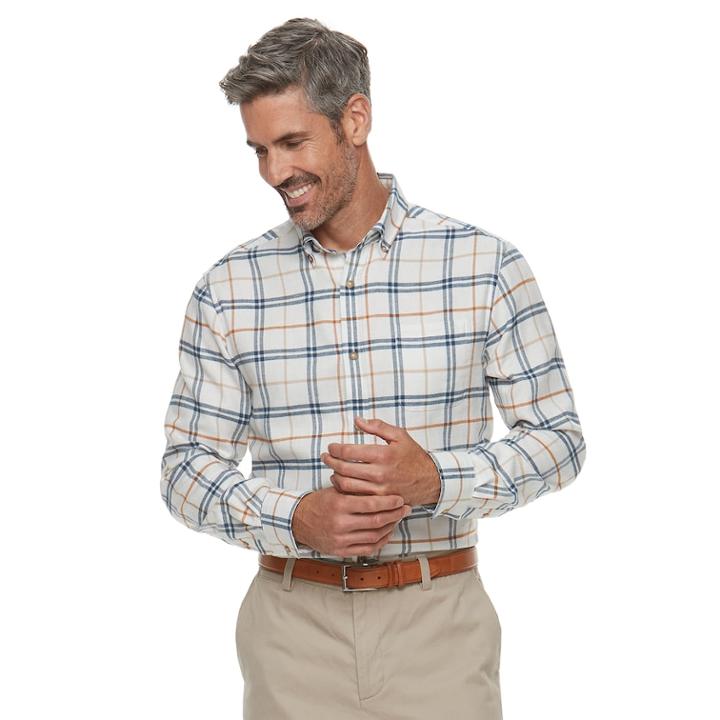 Men's Croft & Barrow&reg; Slim-fit Flannel Button-down Shirt, Size: Xl, Light Grey