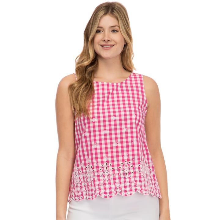 Women's Izod Eyelet Embroidered Tank, Size: Medium, Pink