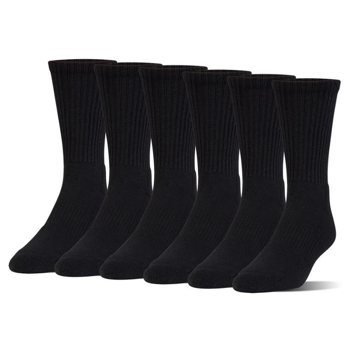 Boys Under Armour 6-pack Quarter-crew Socks, Size: 9-11, Black