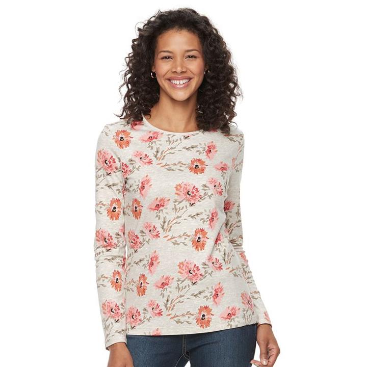 Women's Croft & Barrow&reg; Crewneck Tee, Size: Xs, Lt Beige