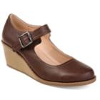 Journee Collection Journee Collection Radia Women's Mary Jane Wedges, Size: 5.5 Med, Brown