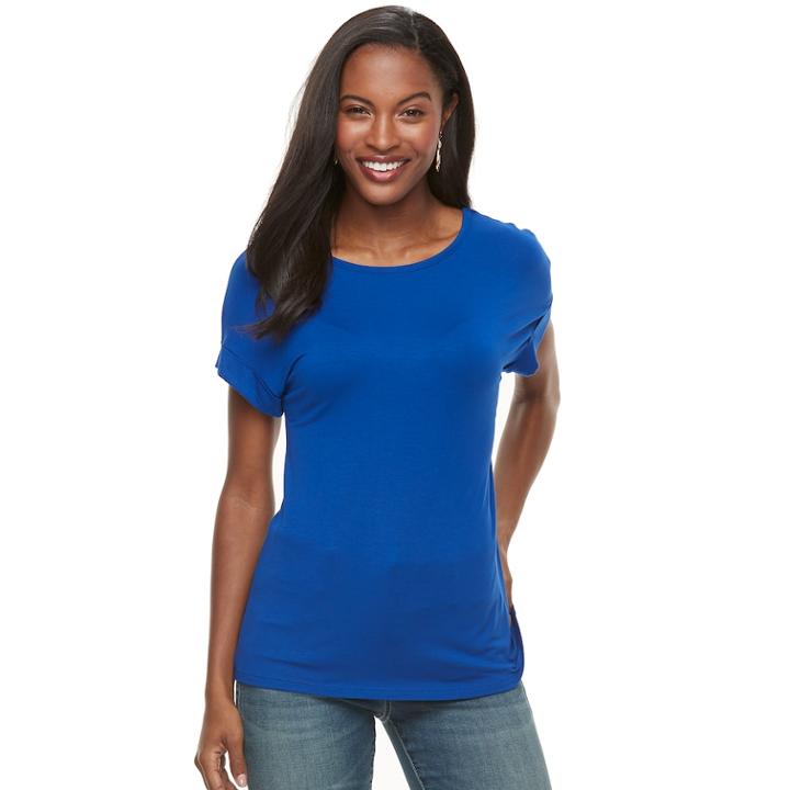 Women's Apt. 9&reg; Snap-back Tee, Size: Large, Blue