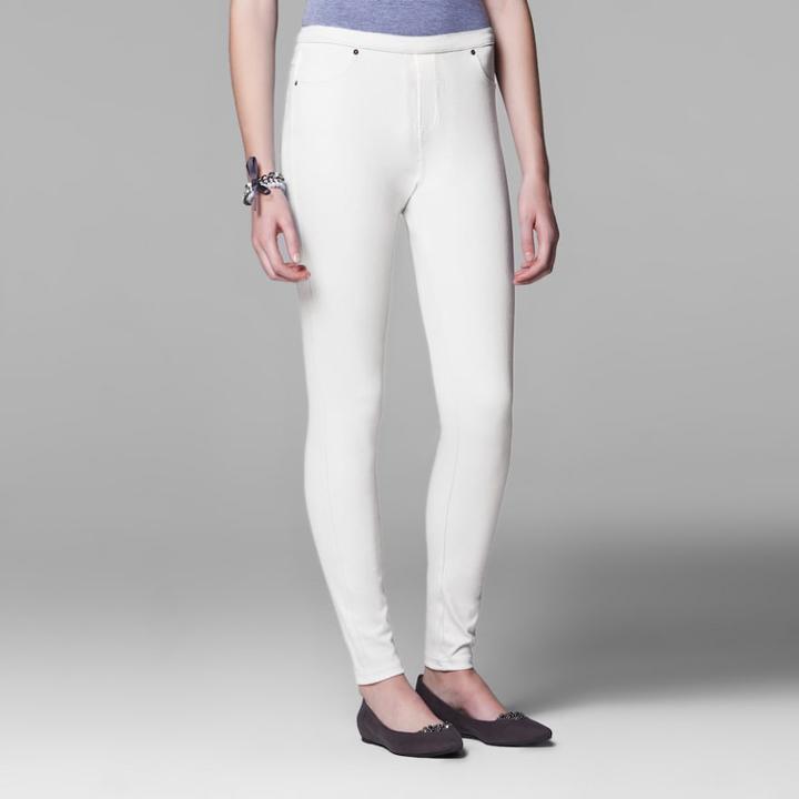 Simply Vera Vera Wang Rivet Denim Leggings, Women's, Size: Xl, White