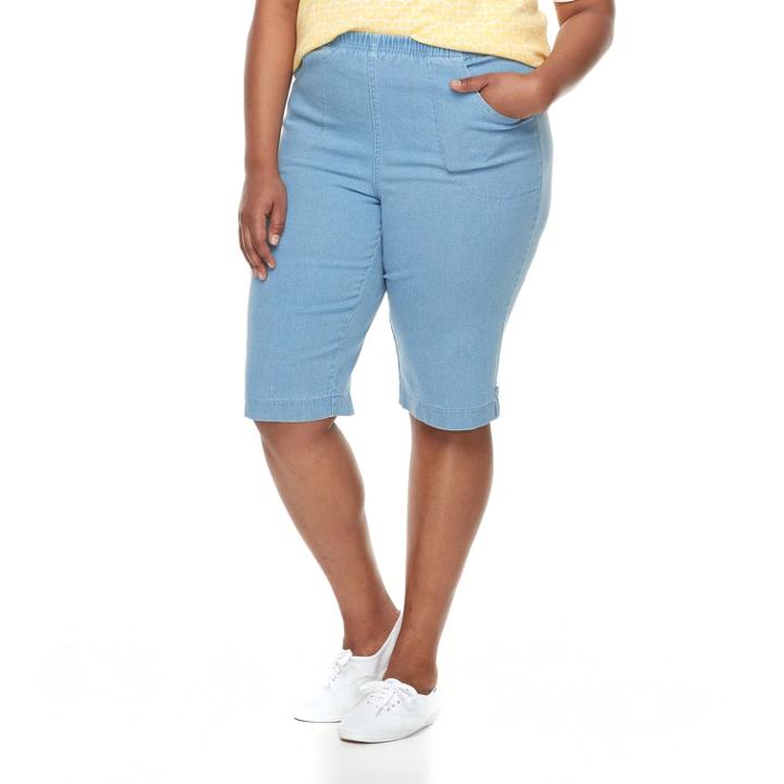 Plus Size Croft & Barrow&reg; Pull-on Skimmer Denim Shorts, Women's, Size: Regular, Light Blue
