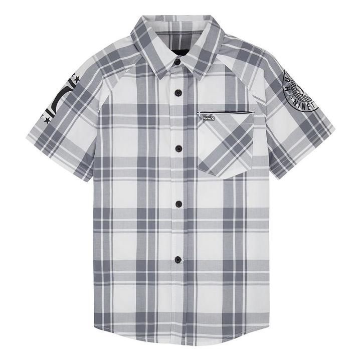 Boys 4-7 Hurley Plaid Button Down Shirt, Size: 4, White