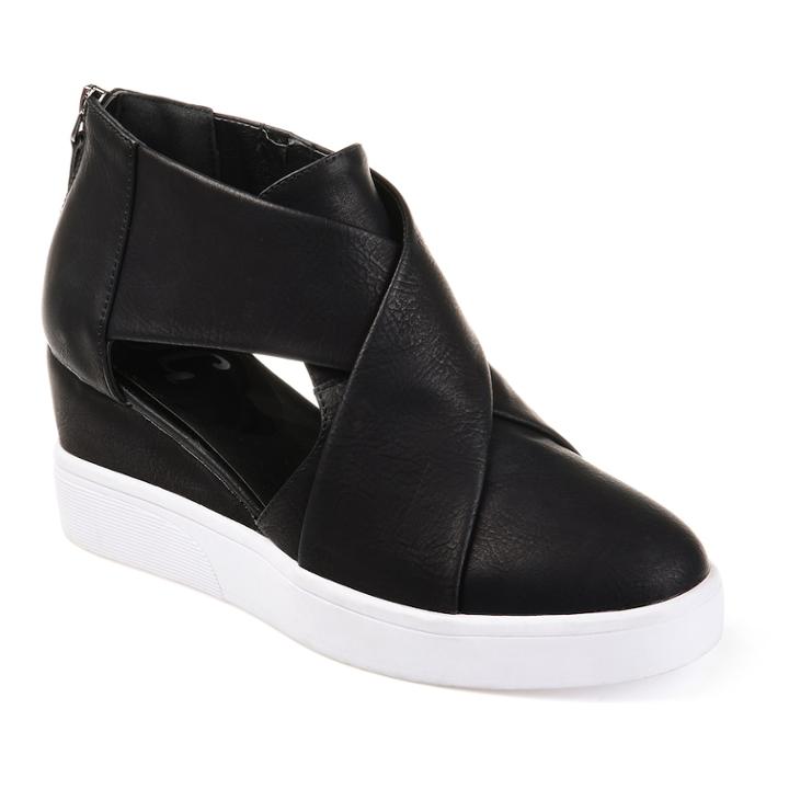Journee Collection Journee Collection Seena Women's D'orsay Wedge Sneakers, Size: Medium (9), Black