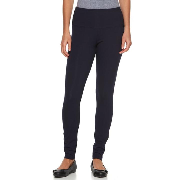 Women's Croft & Barrow&reg; Tummy Control Leggings, Size: Large, Blue (navy)
