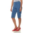 Petite Croft & Barrow&reg; Strappy Hem Pull-on Skimmer Capris, Women's, Size: 8 Petite, Blue