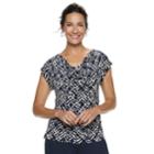 Women's Dana Buchman Travel Anywhere Print Cowlneck Top, Size: Small, Blue (navy)