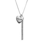 Crystal Collection Crystal Silver-plated Mom Heart Charm & Stick Pendant Necklace, Women's, Grey