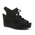 Qupid Finch Women's Wedge Sandals, Girl's, Size: 6.5, Black