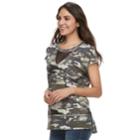 Women's Rock & Republic&reg; Mesh Inset French Terry Sweatshirt, Size: Xl, Med Green