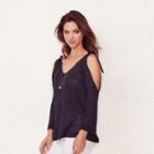 Women's Lc Lauren Conrad Cold Shoulder V-neck Sweater, Size: Large, Med Blue