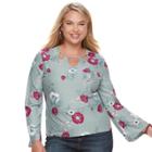Juniors' Plus Size Mudd Keyhole Bell-sleeve Top, Teens, Size: 1xl, Brt Green