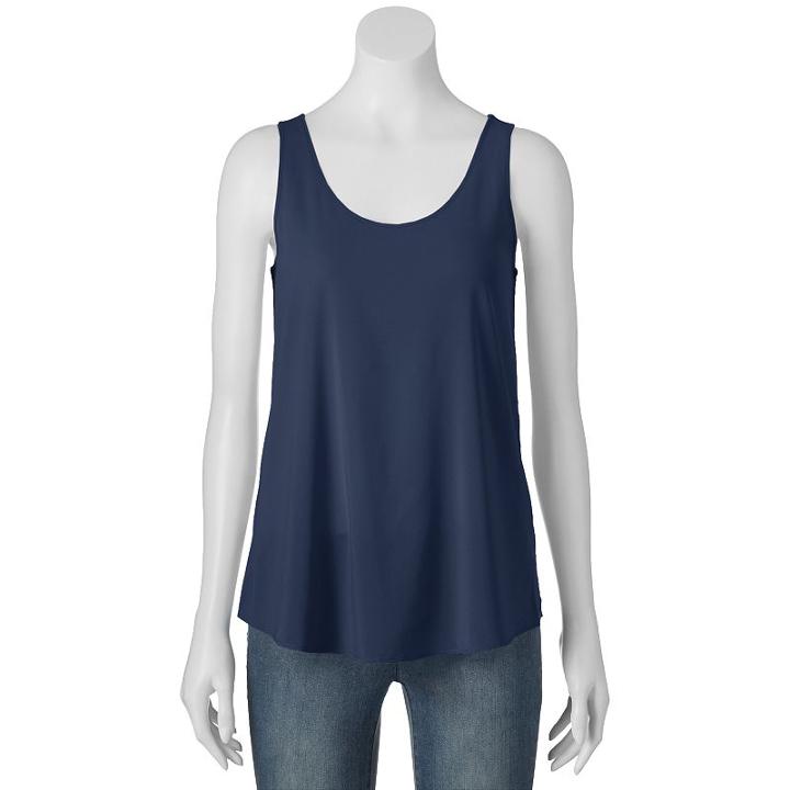 Juniors' Pink Republic High-low Tank Top, Girl's, Size: Large, Blue (navy)