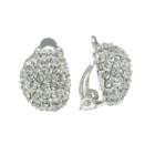 Chaps Silver Tone Simulated Crystal Oval Clip-on Earrings, Teens, Grey