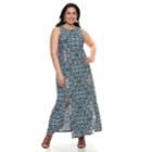 Plus Size Suite 7 Slit Maxi Dress, Women's, Size: 2xl, Purple Blue Mosaic