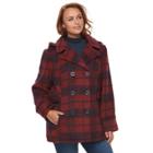 Plus Size D.e.t.a.i.l.s Wool Blend Double Breasted Peacoat, Women's, Size: 2xl, Red Other