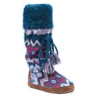 Women's Muk Luks Angie Fairisle Boot Slippers, Size: Xl, Dark Blue