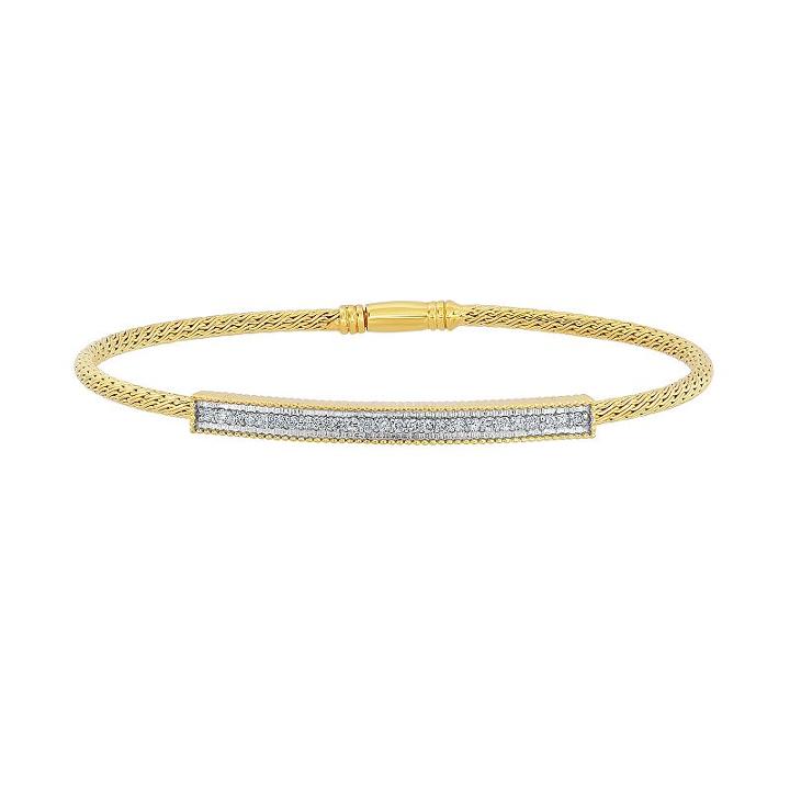 14k Gold Over Silver 1/4 Carat T.w. Diamond Mesh Bangle Bracelet, Women's, Size: 6, White