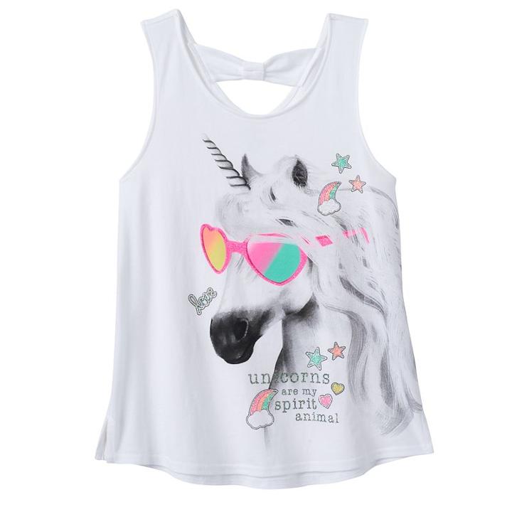 Plus Size Girls 7-16 So&reg; Bow Back Printed Tank Top, Girl's, Size: 16 1/2, Natural