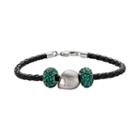 Insignia Collection Nascar Kyle Busch Leather Bracelet And Sterling Silver Helmet Bead Set, Women's, Green