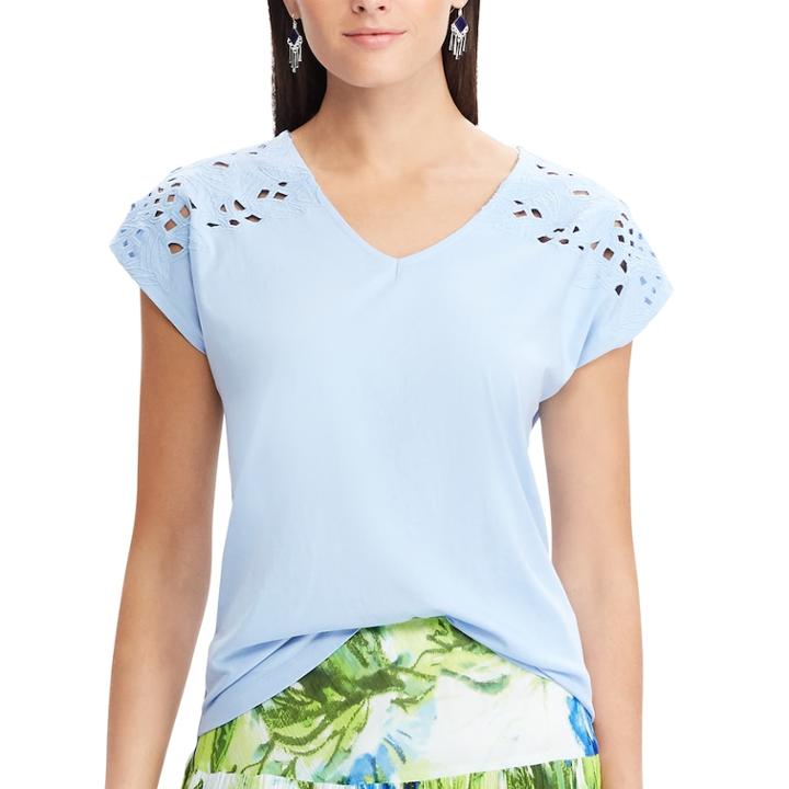 Women's Chaps Embroidered Cutout Tee, Size: Xl, Blue
