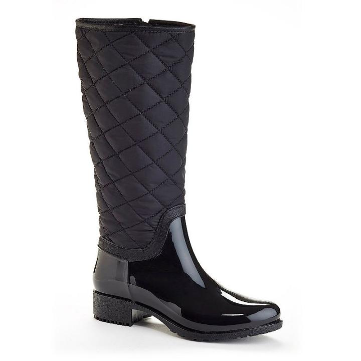 Henry Ferrera Blue Fin Women's Water-resistant Quilted Rain Boots, Size: 9, Black