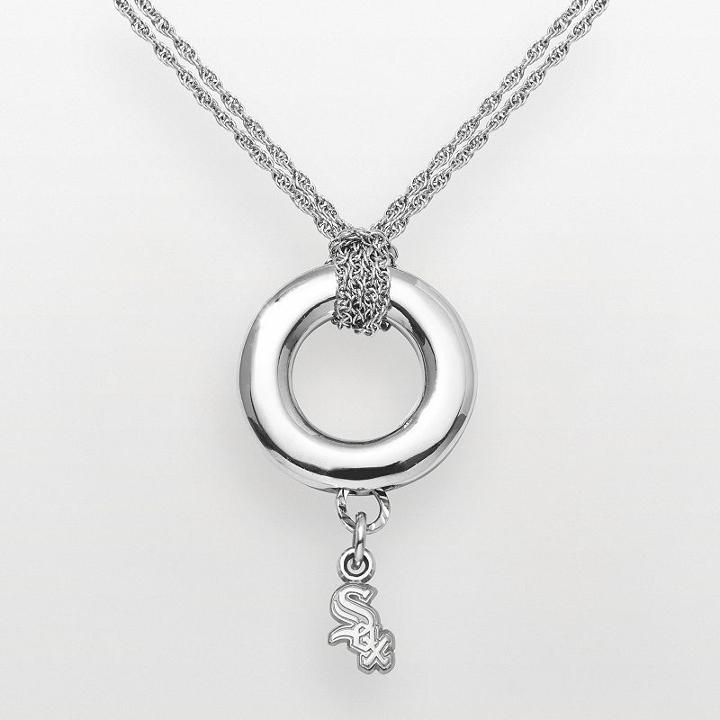Logoart Chicago White Sox Sterling Silver Logo Halo Pendant, Women's, Size: 16, Grey