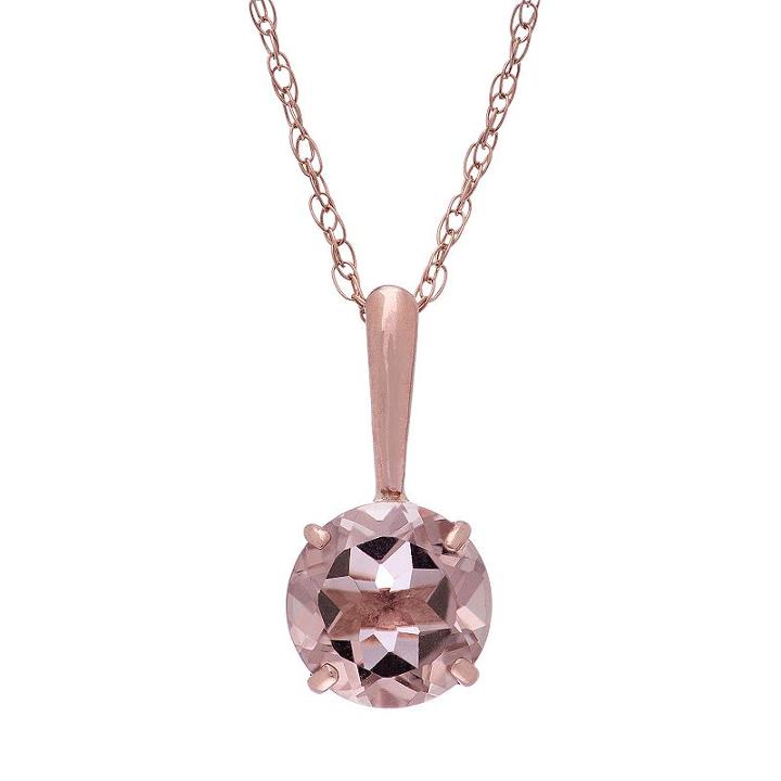 10k Rose Gold Simulated Morganite Doublet Pendant, Women's, Pink