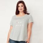 Plus Size Lc Lauren Conrad Slubbed Graphic Tee, Women's, Size: 1xl, Grey