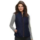 Women's Croft & Barrow&reg; Classic Quilted Vest, Size: Xl, Dark Blue